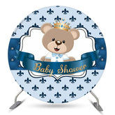 Lofaris Blue Teddy Bear Baby Shower Round Backdrop For Boy